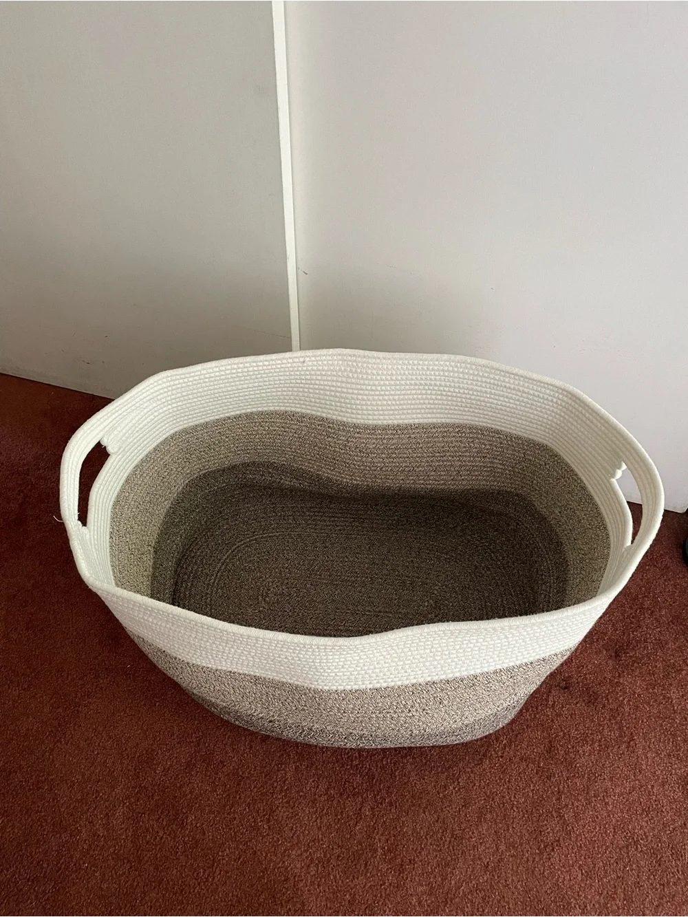 108L Jumbo Storage Basket – Cotton Rope White and Brown
